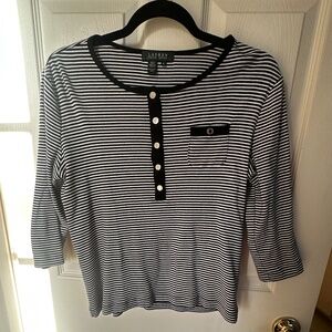 Ralph Lauren stripped 3/4 sleeve top size medoum